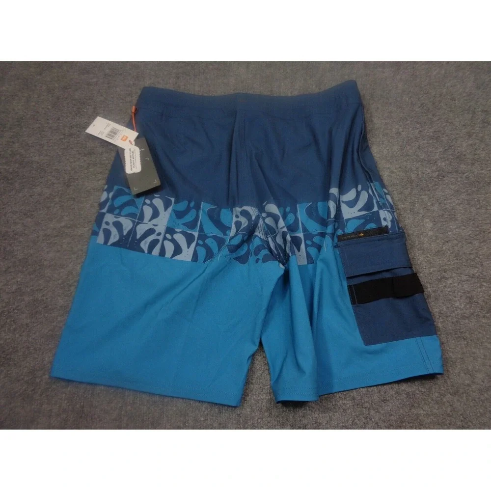 Quicksilver Shorts Mens 31 Blue Waterman Collection Boardshorts Zip Side Pockets